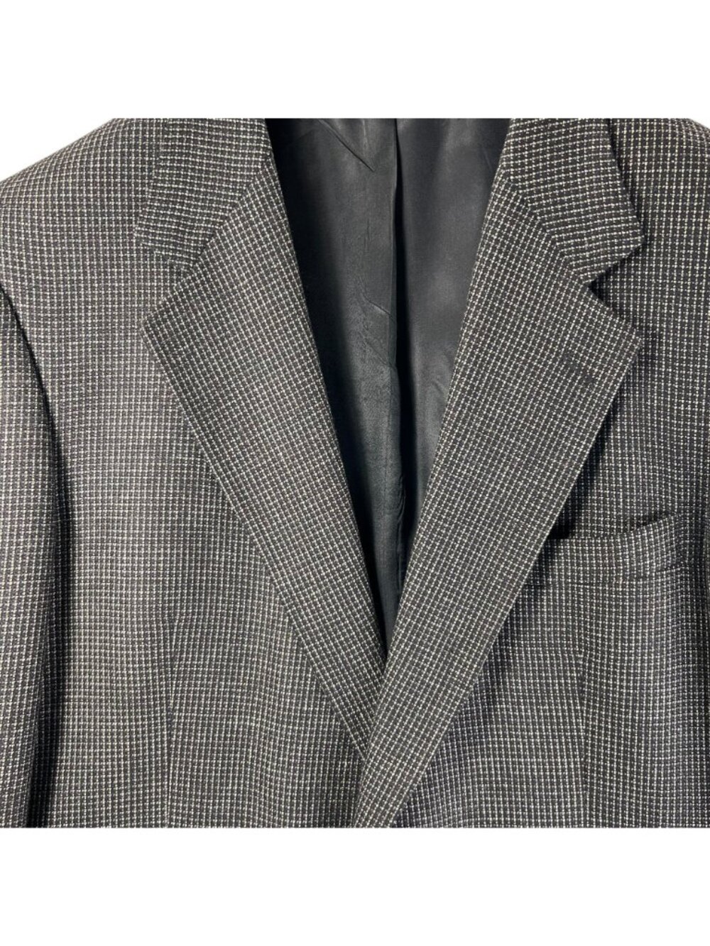 Lana Moda Mens Italian Wool Silk Blazer Jacket Houndstooth 44R Black Gray Coat - Picture 11 of 16